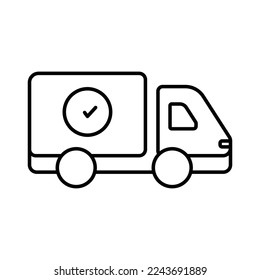 Truck delivery icon illustration with check mark. suitable for delivery icon. icon related to logistic, delivery. Line icon style. Simple vector design editable