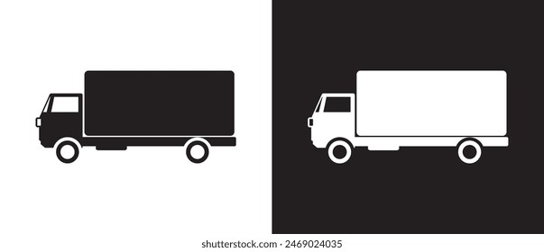 Truck delivery icon, vector icon related to cargo delivery expedition, E-commerce business concept. Delivery vector illustration on black and white background. Modern delivery icon. Eps10