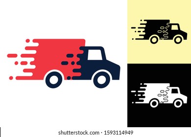 Truck delivery icon vector, separate into 3 forms. Vans, flat lines, fast moving, concept of service labels, fast delivery illustration.
