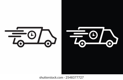 Truck delivery icon vector,Shipping truck icon. Delivery service symbol. Car transportation vector illustration. Express delivery sign. Fast shipping icon,Fast shipping delivery truck outline icon.