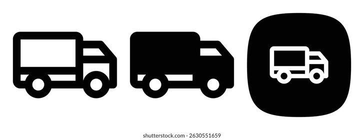 Truck Delivery Icons Set, Outline, Solid, Glyph Styles Vector