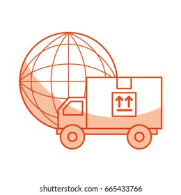 truck delivery with planet service icon