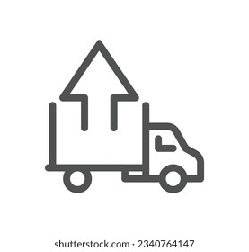 Truck delivery related icon outline and linear vector.