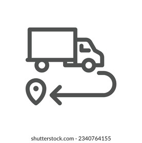 Truck delivery related icon outline and linear vector.