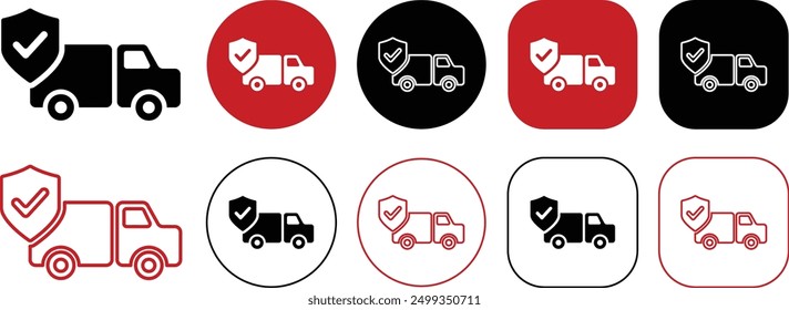 Truck delivery safe icon set isolated on white background