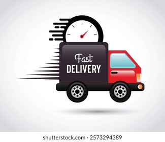 Truck Delivery service concept Timer and fast delivery inscription with stopwatch