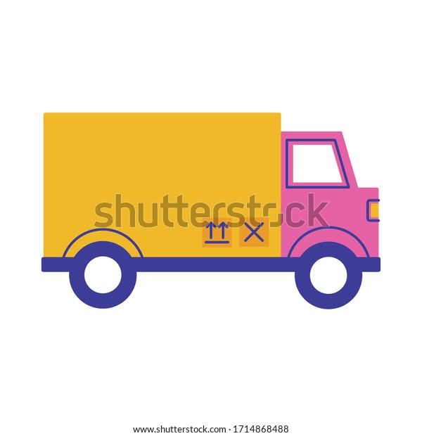 truck delivery service flat style icon vector\
illustration design