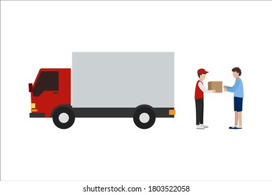 truck for delivery service for online shopping and delivery of goods, vector design isolated on white background