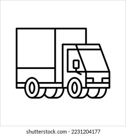 Truck delivery services, fast relocation, transportation company logo elements, shipping order, distribution line icon, vector illustration. color editable