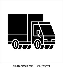 Truck delivery services, fast relocation, transportation company logo elements, shipping order, distribution line icon, vector illustration. color editable