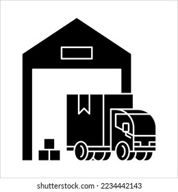 Servicios de entrega de camiones, reubicación rápida, elementos del logotipo de la empresa de transporte, orden de envío, icono de línea de distribución, ilustración vectorial. modificable por color