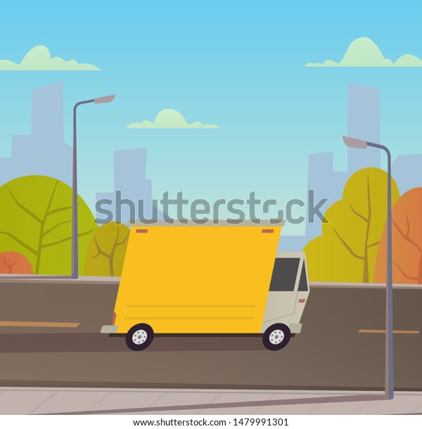 Truck delivery\
services. Vector\
illustration