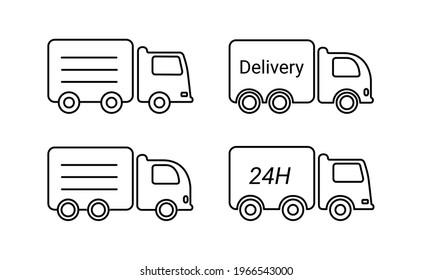 Truck delivery set line icons. Vector illustration