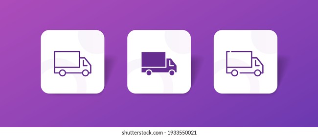 truck delivery shipping icon set in line, solid, glyph, 3d gradient style