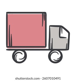 Truck. Delivery. Shopping and purchases. Hand-drawn vector illustration isolated on white background. Image for icon, print, banner