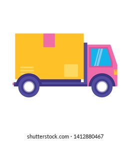 truck delivery transport on white background vector illustration