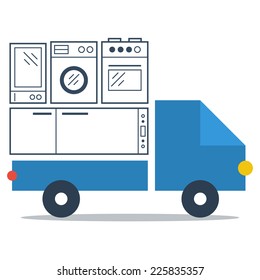 Truck delivery, transportation concept, vector illustration