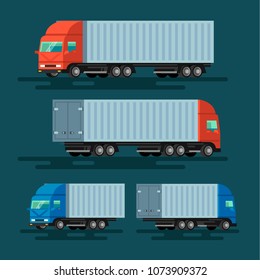Truck delivery vector illustration. Truck car on road in flat style.