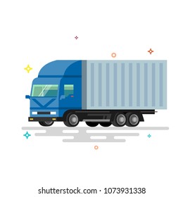 Truck delivery vector illustration. Truck car on road in flat style.