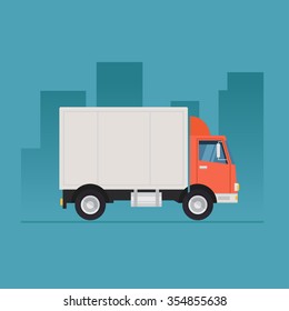 Truck delivery vector illustration isolated on background. Truck car on road in flat style. 