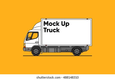 Truck delivery vector illustration isolated on background. Truck car on road in flat style. Trucking and delivery concept design.