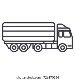 truck, delivery vector line icon, sign, illustration on background, editable strokes