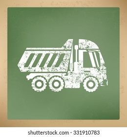 
Truck design on old paper background, vector

