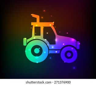 Truck design on rainbow concept background,clean vector