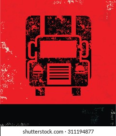 Truck design on red background, grunge vector