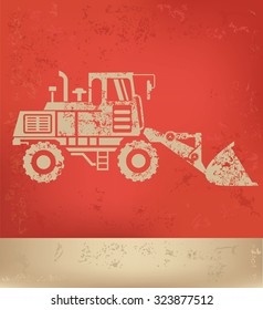 Truck design on red background, grunge vector
