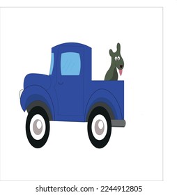 It's a truck with a dog in the back (made with Illustrator). Sorry for the rectangle and the squizzed horizontally, please fix this if you approve this image had some problem uploading ! 