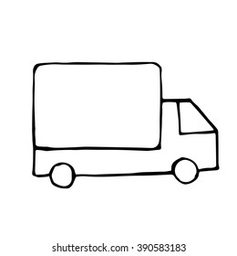 truck doodle drawing, vector isolared illustration