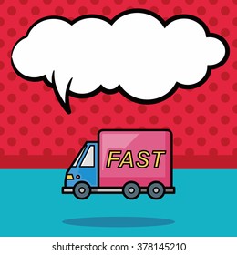 truck doodle, speech bubble