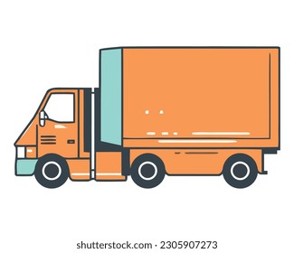 Truck driver delivering cargo container on highway over white