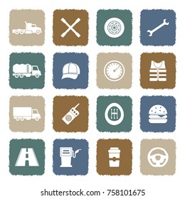 Truck Driver Icons. Grunge Color Flat Design. Vector Illustration. 