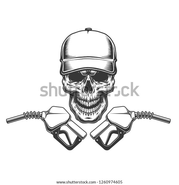 Truck Driver Skull Baseball Cap Fuel Stock Vector (Royalty Free) 1260974605