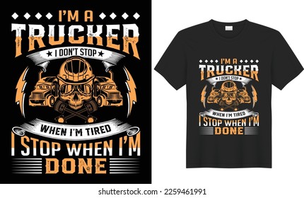 Truck Driver T-Shirt design. Bulk American Trucking Car, monster Truck Driver tee shirt. Funny Gifts T-Shirt design quotes with skull illustration vector templet for truck driver t-shirt design.