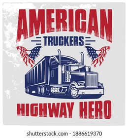 Truck driver t-shirt design with vintage look, This design can also use on t shirt print, mug, bag and as a sticker.