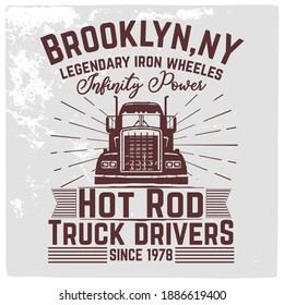 Truck driver t-shirt design with vintage look, This design can also use on t shirt print, mug, bag and as a sticker.