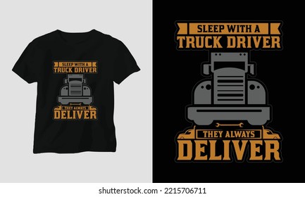 Truck Driver T-shirt Design Vintage Style with Truck