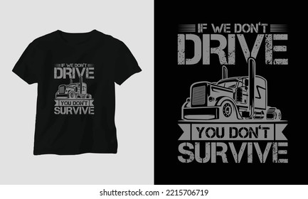 Truck Driver T-shirt Design Vintage Style with Truck