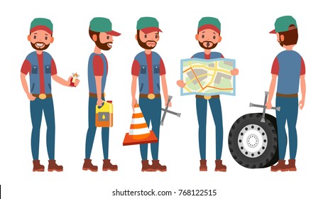 Truck Driver Vector. Professional Worker Man. Isolated Flat Cartoon Character Illustration