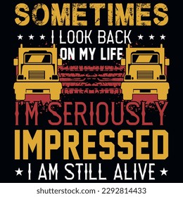 Truck driving graphics tshirt design vector design 
