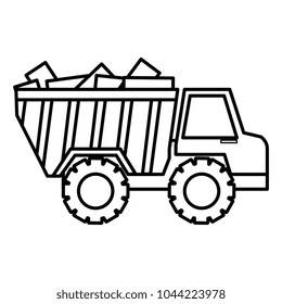 truck dump with bricks