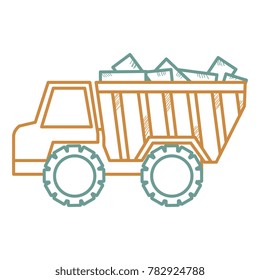 truck dump with bricks