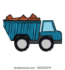 truck dump with bricks
