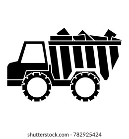 truck dump with bricks