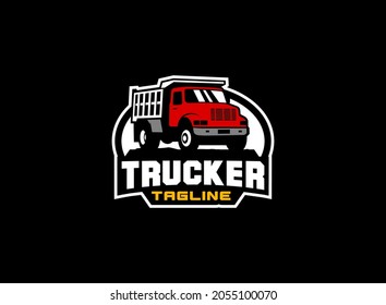Truck dump logo vector for construction company. Heavy equipment template vector illustration for your brand.