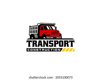 Vector del logo de volcado de camiones para la empresa de construcción. Ilustración vectorial de la plantilla de equipo pesado para su marca.