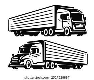 Truck emblem or symbol. Freight transportation, trucking, moving company logo vector illustration